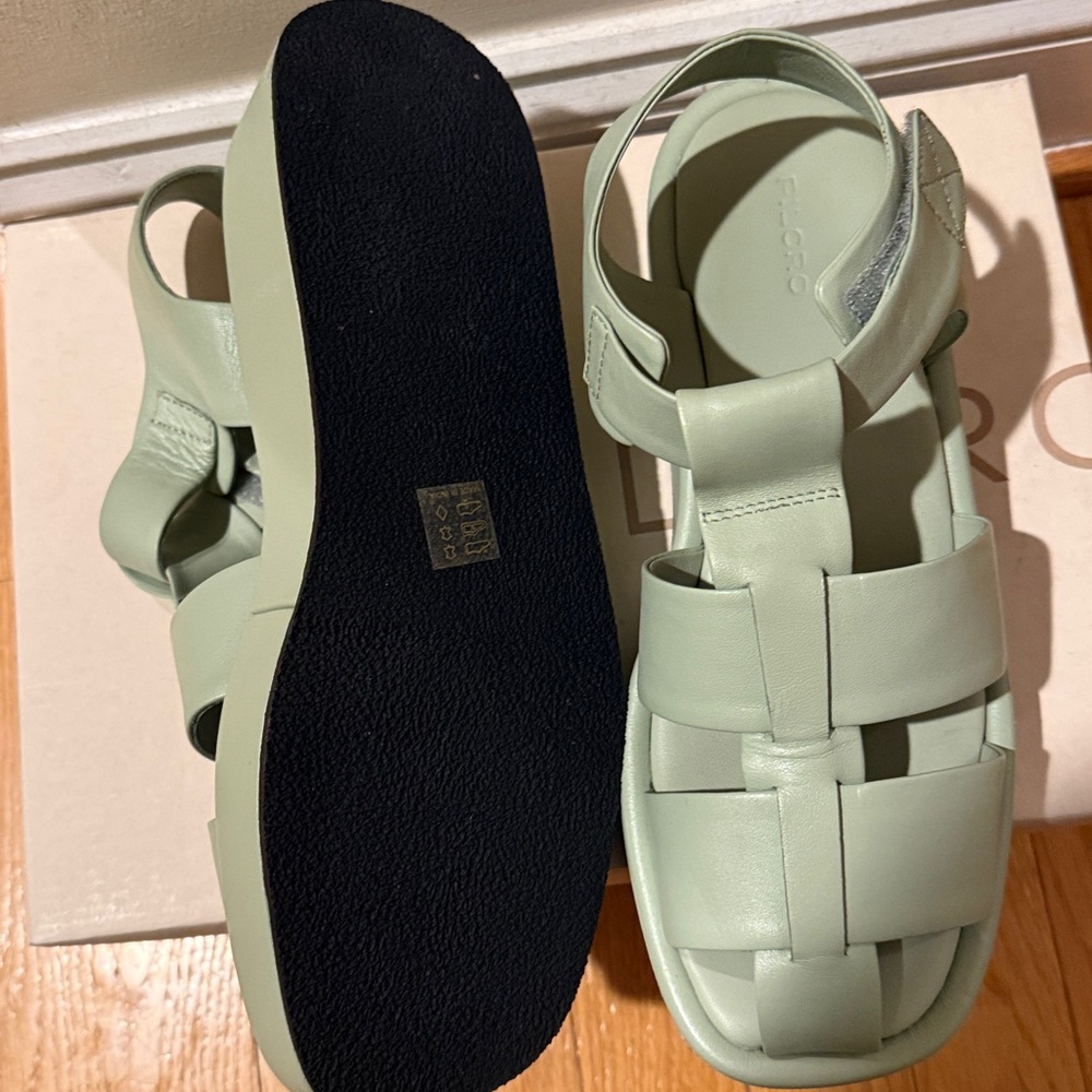 Pilcro Platform Fisherman Leather Green Women's Sandals - Picture 6 of 9